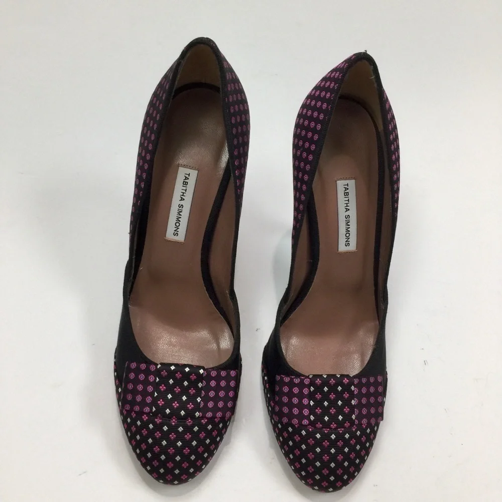Tabitha Simmons Frida Necktie Silk Checker Pump Heels Size 8